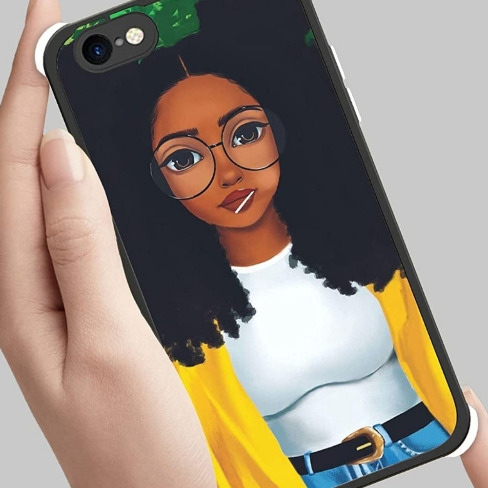 African Afro Girl Women Double Pony Tail Girl Iphone 7, 8, SE case NWT - Picture 2 of 4